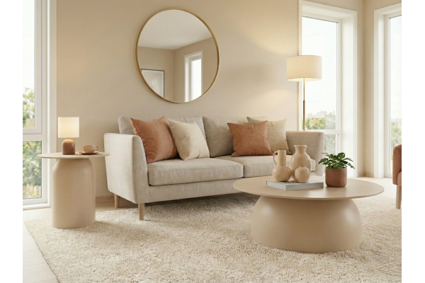 Kastra & Polaris açık Krem Sehpa Seti