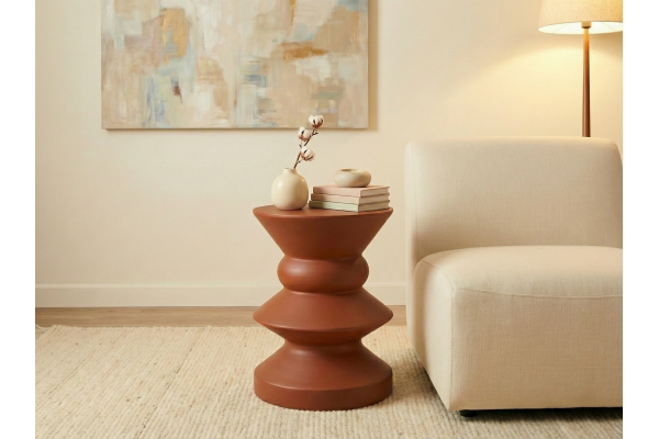 Askella Kızıl Kahve Yan Sehpa