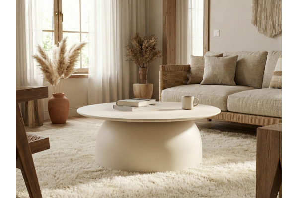 Kastra Keten Beyaz Orta Sehpa